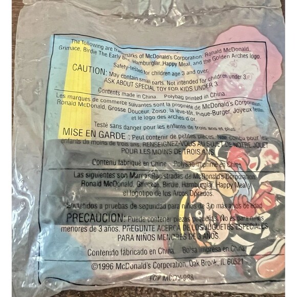 McDonalds Happy Meal Toy Hamburglar 1996 Vintage Noise Maker - Picture 9 of 9